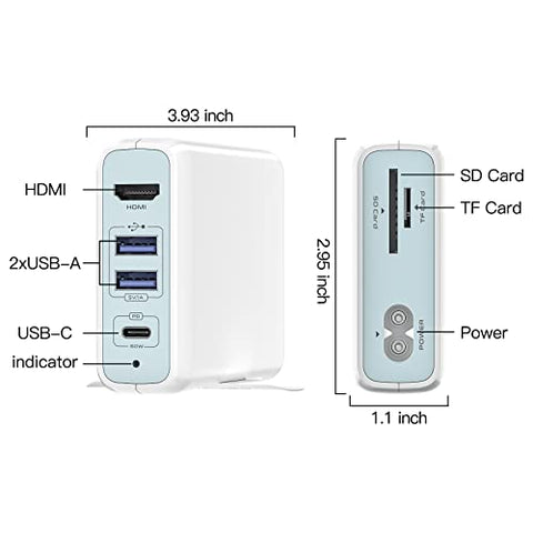 USB C Hub Charger 65W, E EGOWAY 6 in 1 USB 3.0 Hub Docking Station GaN Adapter with 2 USB 3.0 Ports, 4K HDMI Port, SD/TF Card Reader for MacBook , for iPhone,for laptop