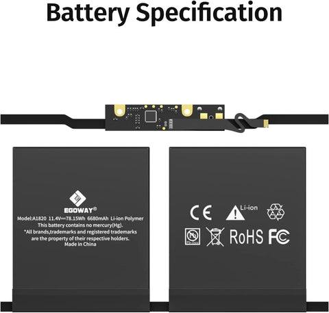 A1707 Laptop Battery Compatible with A1820 MacBook Pro 15 inch Battery A1707 Late 2016 Mid 2017 Touch Bar EMC3162 3072 Series MLH32LL/A MLH42LL/A MLW72LL/A Replacement Battery