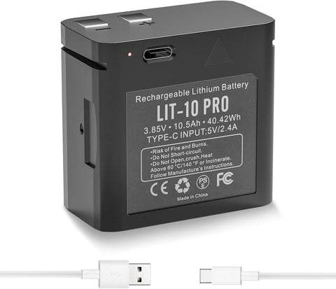 10500mAh Rechargeable LIT-10 Battery Compatible with Cellular Trail Cameras Link-Micro, Cell-Link, LM2, Link-Micro-S-LTE, 3.85V, for Hunting, with Type-C Charging Cable