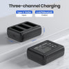 3 Packs Replacement Batteries Compatible with DJI Osmo Action 5pro, Osmo Action 4, Osmo Action 3, 1850mAh Rechargeable Battery, with 3-Channel Battery Charging Base