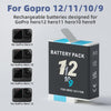 3-Pack 2000mAh Battery Charger Kits for GoPro Hero 12 with 3-Channel Charger,3-Slot GoPro Battery Charger Compatible with Hero 12/11/10/9 Black Camera
