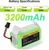 3200mAh Replacement Battery Compatible with Eufy RoboVac 11, 11S, 30C, 30, 35C, 15C, 15T, Ecovacs Deebot N79, N79S, 500, DN622 (3-Prong Connector)