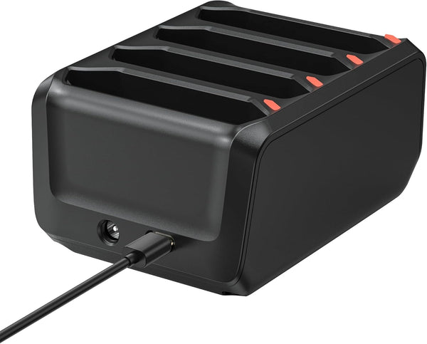 4-Slot Battery Charging Cradle Kit for Zebra TC70 TC75 TC77 TC7X-4BTYC1 Barcode Scanners, Compatible with BT-000318 Battery, Charger Station with Type-C Cable, Black