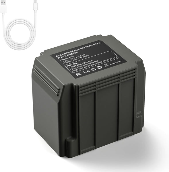 7000mAh Rechargeable Battery for Defend Cellular Security Camera, Lithium-Ion Battery with Type C Cable, Long-Lasting Power, 5V/3A Input, 1pack
