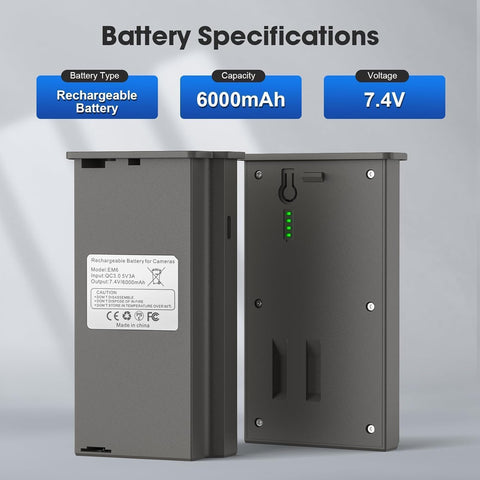 Upgraded Rechargeable Hunting Camera Battery Compatible with Reveal X, XB, SK, X Gen 2.0, X Gen 3.0, X Pro, X Pro 3.0 (6000mAh, with LED Battery Meter) (New Model)
