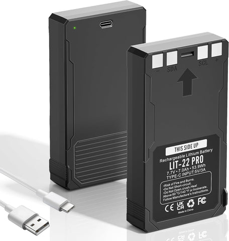 2-Pack 7000mAh LIT-22 Rechargeable Battery Pack for SPYPOINT Hunting Trail Cameras, Compatible with Flex Series, with Type-C Cable