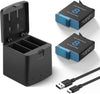 2 Packs 1500mAh Batteries for GoPro Hero 8 with 3 Channel Battery Charging case Compatible with GoPro Hero 8, 7, 6, 5 Black Camera