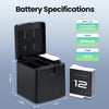 2-Pack 1800mAh Replacement Batteries with Portable 3-Slot Charger, Designed for GoPro Hero Camera and Compatible with Hero 11/10/9 Black