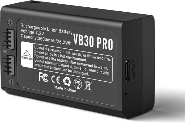 3500mAh 7.2V VB30 Li-ion Battery - Compatible Replacement for GODOX VB26, VB26A, VB26B - Simultaneous Charging & Power for V1PRO, V1, AD100PRO, V860III, V850III Flash