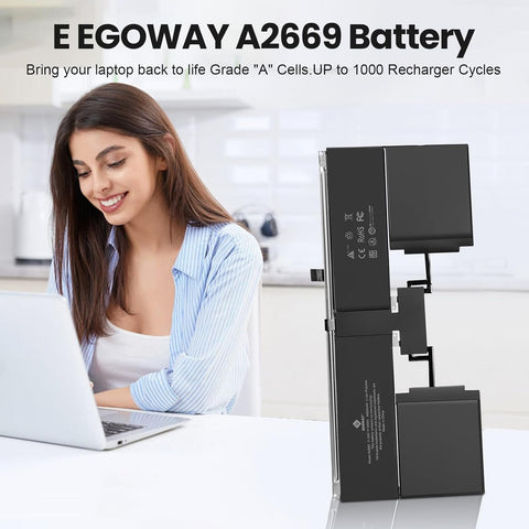 E EGOWAY A2681 A2669 Laptop Battery Replacement for 13 Inch A2681 MacBook Air 14,2 (Late2023), EMC 4074, 4600 mAh Capacity