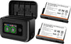 Insta 360 X5 Batteries (2 Packs) with Fast Charge Hub Dual Fast Charging Case w/LCD Display, Intelligent Charger Hub for Insta360 X5, Shows Battery SOC (Battery*2 and Charger*1)