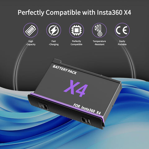 X4 Battery - High Capacity Long-Lasting Camera Battery for X4, 2500mAh Rechargeable Replacement 2 Batteries with Fast Charge Hub Bundle