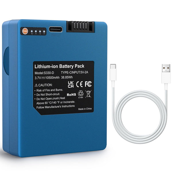 Security Rechargeable Battery for S330 Video Smart Lock 3-in-1 and Smart Drop, 10500mAh Batteries Compatible with eufy Battery Replacement, Intelligent Indicator Lights, Type-C Charging (blue)