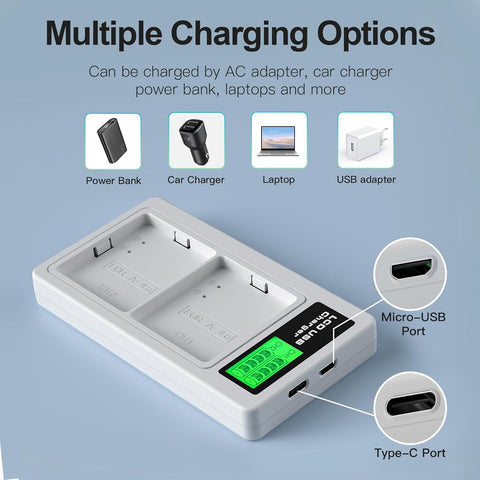 2-Packs Batteries Compatible with Arlo Pro 5S 2K, Pro 4, 3, Arlo Ultra 2, Ultra Cameras VMA5400 VMC4040P VMC4060P A-4a, with LCD Dual Charger