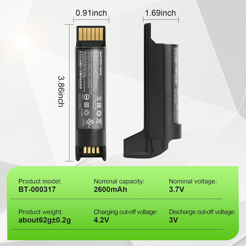 2600mAh Replacement Battery for Zebra DS22 DS2278 CR2278 Series Barcode Scanner – Li-ion Battery for DS2278-SR DS2278-HC DS2278-ER Wireless Scanners