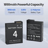 3 Packs Replacement Batteries Compatible with DJI Osmo Action 5pro, Osmo Action 4, Osmo Action 3, 1850mAh Rechargeable Battery, with 3-Channel Battery Charging Base