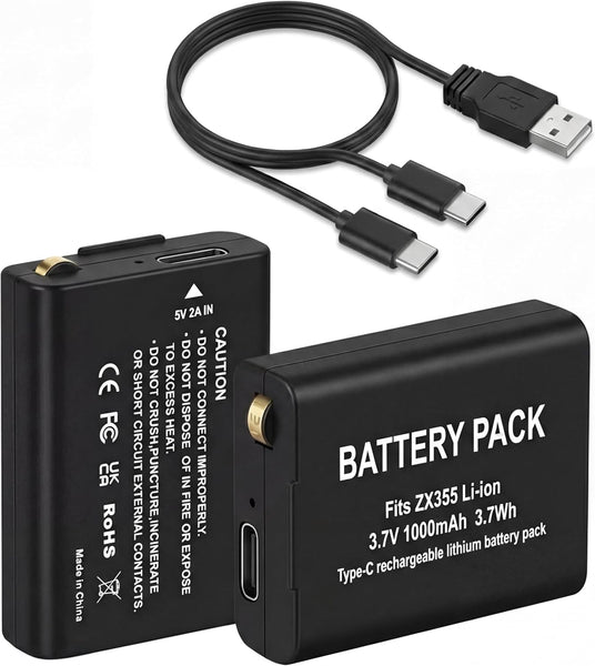 2-Pack Rechargeable Batteries for Coast Headlamps, Compatible with FL75, FL75R, FL78, FL90R, FL95R, HX500, RL10R, RL12R, RL15R, and CH1000R, with Charging Cable
