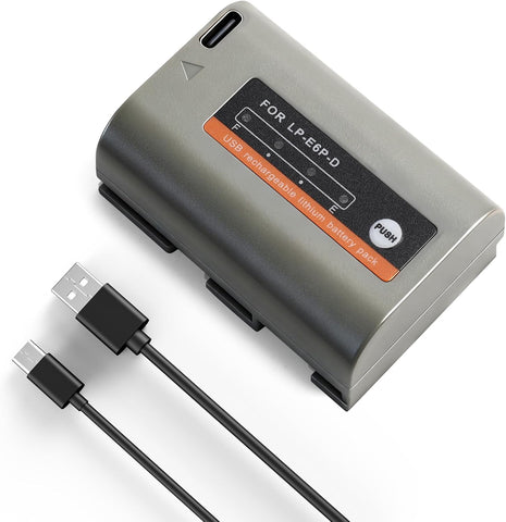 2600mAh LP-E6NH Battery Compatible with Canon EOS R8, R7, R6, R5, R5 Mark II, R, 5D III IV, 5DS, 6D, 6D II, 7D, 80D, 90D (100% Compatible with Original)