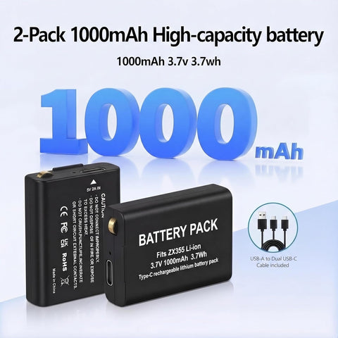 2-Pack Rechargeable Batteries for Coast Headlamps, Compatible with FL75, FL75R, FL78, FL90R, FL95R, HX500, RL10R, RL12R, RL15R, and CH1000R, with Charging Cable