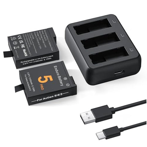 EGOWAY two replacement batteries with charging hub and USB cable for Osmo cameras