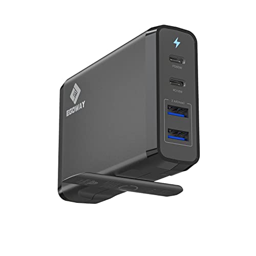 USB C Wall Charger, E EGOWAY 90W 4-Port Charger, 60W & 18W USB C PD Power Delivery Adapter and Dual USB A Ports-12W