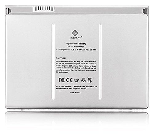 Egoway Replacement Battery for Apple Macbook Pro 17" A1189 A1151 A1212 A1229 A1261 (Aluminum Body as Original)
