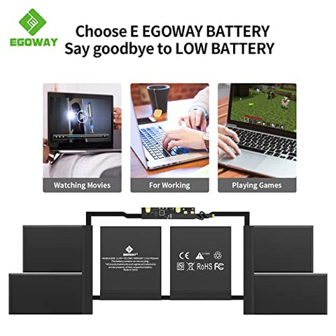 E EGOWAY A1707 A1820 Laptop Battery Compatible with MacBook Pro 15 inch A1707 Late 2016 Mid 2017 Touch Bar EMC 3162 3072 Series MLH32LL/A MLH42LL/A MLW72LL/A MLW72HN/A MLW82LL/A MPTR2LL/A MPTT2LL/A