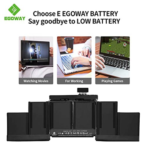 E EGOWAY A1417 Laptop Battery Replacement Compatible with MacBook Pro 15 inch Retina A1398 Mid 2012 Early 2013, fits ME665LL/A ME664LL/A MC976LL/A MC975LL/A