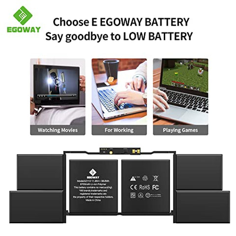 A2141 A2113 Laptop Replacement Battery Compatible with 2019 MacBook Pro Retina 16" EMC 3347 BTO/CTO MVVJ2xx/A MVVK2xx/A MVVL2xx/A MVVM2xx/A [Li-Polymer 8790Mah/99.8Wh]