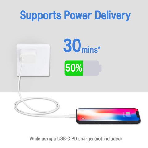 E EGOWAY USB C to Lightning Cable (Apple MFi Certified-3ft) Powerline Compatible for iPhone 7, 8, X, XS, XS Max, XR, iPad and Other Apple iOS Devices, Supports Power Delivery